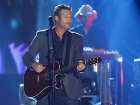 FILE - In this June 7, 2017 file photo, Blake Shelton performs "Every Time I Hear that Song" at the CMT Music Awards at Music City Center in Nashville, Tenn. Shelton recorded a minute-long message that was included in a longer tribute video to the Quaboag Regional Middle/High School students who died in a Nov. 6 car crash in West Brookfield, Mass. Shelton's brother died in a crash nearly three decades ago.(Photo by Wade Payne/Invision/AP, File)