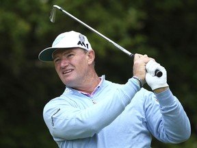 File-This July 20, 2017, file photo shows South Africa's Ernie Els playing a tee shot on the 5th hole during the first round of the British Open Golf Championship, at Royal Birkdale, Southport, England. Els says received an invitation to Augusta National the first week in April. It just wasn't an invitation to play in the Masters. Els had to clarify a tweet from Sunday, Dec. 24, 2017, that said, "Thank you for a Great Xmas present! @TheMasters Can't wait!" That led several media sites to post stories that the four-time major champion had received a special exemption into the Masters. Instead, Els had received a letter welcoming him as an honorary invitee. His five-year exemption into the Masters from his 2012 British Open victory ended last year.
