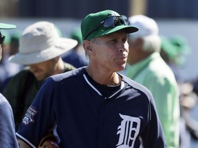FILE - In this March 17, 2015, file photo, Detroit Tigers assistant to the general manager Alan Trammell ilooks on before a spring training exhibition baseball game against the Washington Nationals in Lakeland, Fla. Former Tigers teammates Jack Morris and Trammell were elected to the baseball Hall of Fame on Sunday, Dec. 10, 2017, completing the journey from Motown to Cooperstown.