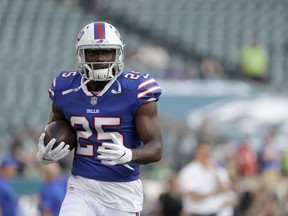 FILE-This Aug. 17, 2017, file photo shows Buffalo Bills' LeSean McCoy during an NFL preseason football in Philadelphia.  McCoy is on the cusp of reaching 10,000 career yards rushing as the Bills  host the Miami Dolphins, Sunday, Dec. 17.