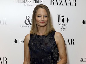 FILE - In this Nov. 2, 2017 file photo, actress-director Jodie Foster appears at the Harpers Bazaar Women of the Year Awards 2017, in London. Foster directs an episode of the Netflix series "Black Mirror," featuring actress Rosemarie DeWitt. Season four of "Black Mirror," will be available for streaming on Netflix starting Dec. 29
