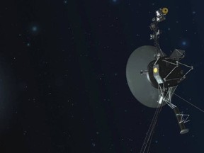 This rendering provided by NASA shows Voyager 1. NASA has nailed a thruster test on Voyager 1, a spacecraft 13 billion miles away. Last week, ground controllers sent commands to fire backup thrusters on Voyager 1, humanity's most distant spacecraft. The thrusters had been idle for 37 years, since Voyager 1 flew past Saturn.To NASA's delight, the four dormant thrusters came alive. They'll take over pointing operations next month.