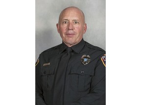 This undated image provided by the City of San Marcos shows officer Kenneth Copeland. A statement issued by San Marcos, Texas, officials said 58-year-old Copeland died Monday, Dec. 4, 2017, after being shot multiple times by a suspect while Copeland was serving a warrant in Central Texas. (City of San Marcos via AP)