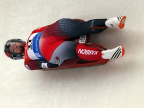 Alex Gough of Canada takes a curve during a World Cup luge event in Lake Placid, N.Y., on Saturday, Dec. 16, 2017.