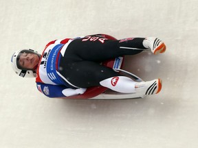 Erin Hamlin of the United States takes a curve during a World Cup luge event in Lake Placid, N.Y., on Saturday, Dec. 16, 2017.