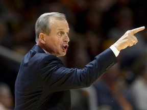 FILE - In this Dec. 9, 2017, file photo, Tennessee head coach Rick Barnes calls out to his team in the first half of an NCAA college basketball game against Lipscomb, in Knoxville, Tenn. Improved balance has created the possibility of a more unpredictable race for the title as the Southeastern Conference gets ready to begin league competition. "The difference is our league's playing a better non-league schedule," Barnes said.