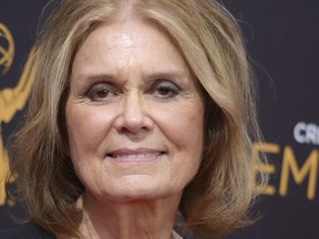 FILE - In this Sept. 11, 2016 file photo, Gloria Steinem arrives at night two of the Creative Arts Emmy Awards at the Microsoft Theater in Los Angeles. Steinem, Meryl Streep, Viola Davis and others are headlining a sold-out women's conference in Boston. Steinem, a feminist icon, and the Academy Award-winning actresses are scheduled to participate in the 13th annual Massachusetts Conference for Women. It opens Thursday, Dec. 7, 2017, at the Boston Convention and Exhibition Center against a backdrop of expanding allegations of sexual misconduct against prominent men in Hollywood, politics and the media.