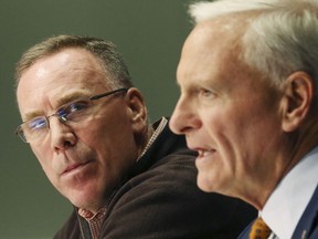 Cleveland Browns owner Jimmy Haslam, right, introduces the NFL football teams new general manager, John Dorsey, left, gestures during an introductory press conference in Berea, Ohio, Friday, Dec. 8, 2017.