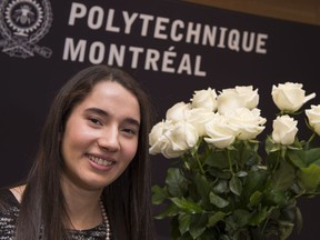 Ella Thomson is pictured Friday, December 1, 2017 in Montreal. The electrical engineering graduate of the University of Manitoba has won the Order of the White Rose scholarship. This $30,000 scholarship, created three years ago, is awarded annually to a Canadian woman engineering student who wishes to continue her engineering studies at the master's or doctoral level in Canada or elsewhere in the world. THE CANADIAN PRESS/Paul Chiasson