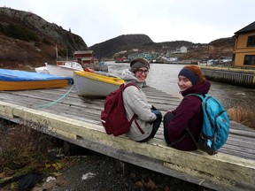 French tourists (left) Mathilde Gufflet and Eleonore Scholler explore Quidi Vidi Village on Thursday, 14 December 2017. The scenic fishing community is within the city of St. John's, NL.