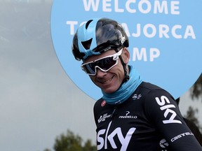 Britain's Chris Froome arrives back at his hotel after training in Palma de Mallorca, Spain, Wednesday Dec. 13, 2017.  Froome failed a doping test during the Spanish Vuelta in September and is facing a suspension from cycling ahead of his attempt to win a record-equaling fifth Tour de France title next year.