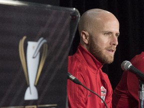 Toronto FC captain Michael Bradley at a news conference in Toronto on Thursday Dec. 7, 2017.