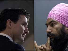 Justin Trudeau (left) and Jagmeet Singh (right).