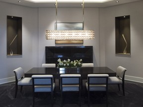 Here's a showroom example of a dining area in The One condo.