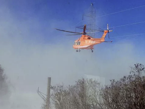 Ornge Air Ambulance responds to a helicopter crash near Tweed, Ont. on Thursday, Dec. 14, 2017.