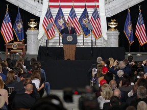 President Donald Trump speaks at the Utah State Capitol Monday, Dec. 4, 2017, in Salt Lake City. Trump traveled to Salt Lake City to announce plans to shrink two sprawling national monuments in Utah in a move that will delight the state's GOP politicians and many rural residents who see the lands as prime examples of federal overreach, but will enrage tribes and environmentalist groups who vow to immediately sue to preserve the monuments.