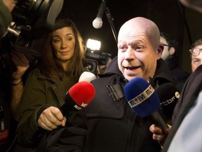 Belgian lawyer Sven Mary arrives for a hearing at the Brussels Justice Palace in Brussels on Monday, Dec. 18, 2017. The hearing regards the postponement of a trial against Salah Abdeslam and Soufiane Ayari who took part in a shooting incident in Vorst, Belgium on March 15, 2016. The incident took place when six members of a Franco-Belgian research team investigating the attacks in Paris were conducting a search in an allegedly empty safe house and were attacked.