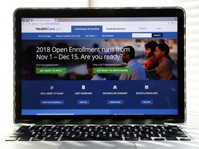 In this Oct. 18, 2017 photo, the Healthcare.gov website is seen on a computer screen in Washington. The government says sign-ups for the Affordable Care Act's subsidized health insurance are still rising. But with just over a week to go in an enrollment season that was cut in half, experts say the final tally is likely to fall short.
