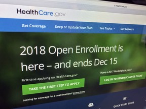The HealthCare.gov website is photographed in Washington on Dec. 15, 2017. A burst of sign-ups is punctuating the end of a tumultuous year for former President Barack Obama's health care law. Strong consumer interest around Friday's enrollment deadline for 2018 was seen as validation for the program's subsidized individual health insurance. But the Affordable Care Act's troubles aren't over. Even if full repeal now seems off the table, actions by the Republican-led Congress and the Trump administration could undermine the ACA's insurance markets.