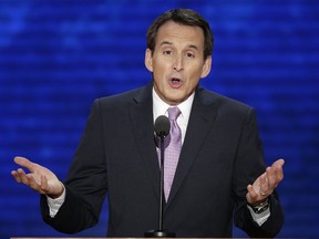 FILE - In this Aug. 29, 2012 file photo, former Minnesota Gov. Tim Pawlenty addresses the Republican National Convention in Tampa, Fla. Pawlenty is eyeing a climb back onto the national stage. An unexpected Minnesota Senate election next year, created by Democrat Al Franken's resignation after sexual harassment allegations, has created the opening. Some GOP power players are looking expectantly at Pawlenty as their best chance to take a Senate seat in a Democratic-leaning state with an unorthodox streak.