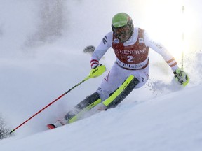 Austria's Michael Matt competes during an alpine ski, men's World Cup slalom, in Val D'Isere, France, Sunday, Dec. 10, 2017.