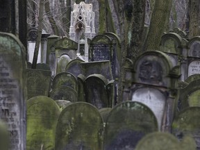 This photo shows gravestones at the Jewish Cemetery on Okopowa Street in Warsaw, Poland, Friday Dec. 22, 2017. The Polish government is donating 100 million zlotys (US$ 28 million) to preserve the cemetery.