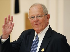 FILE - In this Nov. 11, 2017 file photo, Peru's President Pedro Pablo Kuczynski attends the APEC Economic Leaders' Meeting in Danang, Vietnam. Kuczynski is in hot water over decade-old payments he received as a consultant to a Brazilian construction firm at the center of Latin America's biggest-ever graft scandal.
