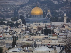 A view of Jerusalem's old city is seen Tuesday, Dec. 5, 2017. U.S. officials say President Donald Trump will recognize Jerusalem as Israel's capital on Wednesday, Dec. 6, despite intense Arab, Muslim and European opposition to a move that would upend decades of U.S. policy and risk potentially violent protests.