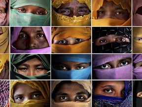 This combo photo comprises of portraits of some of the Rohingya Muslim women taken during an interview with The Associated Press in November 2017 in Kutupalong and Gundum refugee camp in Bangladesh. They said they were raped by members of Myanmar's armed forces. The use of rape by Myanmar's armed forces has been sweeping and methodical, the AP found in interviews with 29 Rohingya Muslim women and girls now in Bangladesh. They were interviewed separately, come from a variety of villages in Myanmar and now live spread across several refugee camps in Bangladesh. The military has denied its soldiers raped any Rohingya women.
