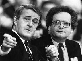 Stanley Hartt, who served as former prime minister Brian Mulroney's chief of staff from 1989-1990, died of cancer in Toronto at the age of 80. He is seen here with Mulroney on March 22, 1985.