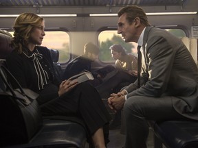 Vera Farmiga, Liam Neeson in The Commuter.