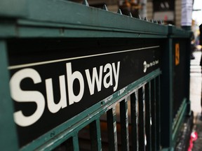 A subway stop in Manhattan.