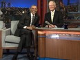 US President Barack Obama tapes an appearance on the "Late Show with David Letterman" in New York on May 4, 2015.