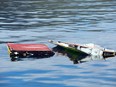 This handout picture released by the Commonwealth Scientific and Industrial Research Organisation on April 21, 2017 shows a modified genuine Boeing 777 flaperon tested in waters near Hobart, the capital of Tasmania, to help determine where the final resting place of missing Malaysia Airlines jet MH370 might be.