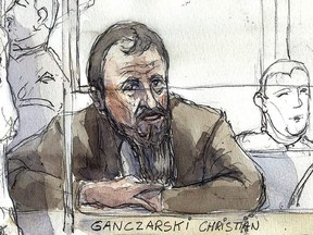 A Jan. 5, 2009 court sketch taken at the Paris courthouse of German national Christian Ganczarski.