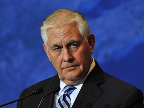 This file photo taken on January 16, 2018 shows U.S. Secretary of State Rex Tillerson during a press conference at the Vancouver Foreign Ministers' Meeting on Security and Stability on the Korean Peninsula, in Vancouver.