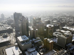 In this Jan. 9, 2013, photo, an inversion cloud covers downtown Salt Lake City.