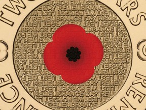An Australian $2 Remembrance Day poppy coin.