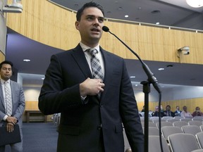 FILE - In this Oct. 3, 2017 photo, conservative writer Ben Shapiro speaks during the first of several legislative hearings planned to discuss balancing free speech and public safety in Sacramento, Calif. A University of Connecticut Republican student group has invited Shapiro to speak on Jan. 24, 2018, on campus in Storrs, Conn.