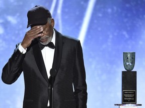 Morgan Freeman accepts the Life Achievement Award at the 24th annual Screen Actors Guild Awards at the Shrine Auditorium & Expo Hall on Sunday, Jan. 21, 2018, in Los Angeles.