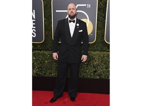 Chris Sullivan arrives at the 75th annual Golden Globe Awards at the Beverly Hilton Hotel on Sunday, Jan. 7, 2018, in Beverly Hills, Calif.