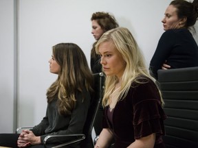 Plaintiffs (left to right) Diana Bentley, Hannah Miller, Kristin Booth and Patricia Fagan attend a press conference after filing lawsuits alleging sexual harassment from Souplpepper Theatre Company director Albert Schultz, in Toronto, on Thursday, January 4, 2018. When playwright Erika Reesor heard of the sexual assault and harassment allegations against Soulpepper Theatre Company founding artistic director Albert Schultz this week, the only ethical decision she could stand by was to boycott.