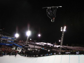 Olympic champion snowboarder Iouri Podladtchikov snowboards during his second run in the men's superpipe finals at the Winter X Games on Sunday, Jan. 28, 2018, in Aspen, Colo. Podladtchikov slammed his face against the halfpipe and had to be carted off the course Sunday during the run.