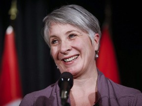 Patty Hajdu, Minister of Employment, Workforce Development and Labour, speaks to reporters at a Liberal cabinet retreat in Calgary, Alta., Monday, Jan. 23, 2017.THE CANADIAN PRESS/Jeff McIntosh