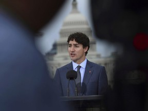Canadian Prime Minister Justin Trudeau speaks during a news conference at the Canadian Embassy in Washington, Wednesday, Oct. 11, 2017. As the North American Free Trade Agreement hangs in the balance, Prime Minister Justin Trudeau will visit three major American cities in two states next month to stress deeper economic collaboration between the two countries.