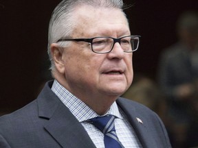 Public Safety and Emergency Preparedness Minister Ralph Goodale waits to appear before the Standing Committee on Public Safety and National Security, in Ottawa on Thursday, November 30, 2017.