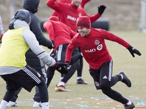 Toronto FC forward Sebastian Giovinco plays in a game during team practice in Toronto on Thursday Dec. 7, 2017. Toronto plays the Seattle Sounders in Saturday's MLS Cup game. The team leaves Monday night for warm-weather training in Los Angeles.