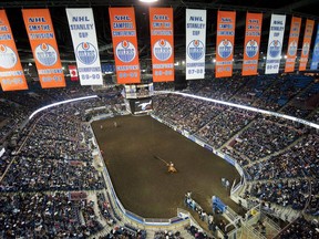 A steer gets restled to the ground during the Canadian Finals Rodeo after the event took over Rexall Place, the home of the Edmonton Oilers, in Edmonton on November 13, 2010. The Canadian Finals Rodeo has a new home. After months of uncertainty the annual event is moving to Red Deer, Alta., after 44 years in Edmonton. The last CFR was held at Edmonton's Northlands Coliseum in November.