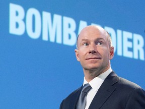 Bombardier chief executive Alain Bellemare arrives at the company's annual meeting in Montreal on May 11, 2017. Bombardier Inc. will find out this afternoon whether nearly 300 per cent duties will be applied to American imports of its C Series aircraft from Canada. The U.S. International Trade Commission will decide whether it believes Boeing stands to sustain harm by the planes, even though aircraft destined for American customers are slated to come from a new assembly line near the Airbus facility in Mobile, Ala.