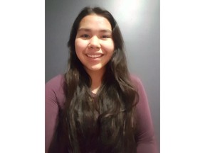 Tessa Erickson, 15, of the Nak???azdli Whut???en First Nation is seen in this undated handout photo. A movement is building to save and revive Canada's Indigenous languages, and a 15-year-old in British Columbia has joined the efforts with a uniquely youth-focused project.